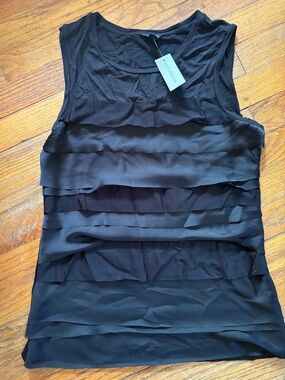 Ann Taylor Black Layered Ruffle Sleeveless Camisole Tank Top